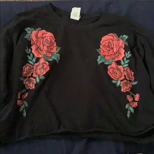 Rose long sleeve crop top